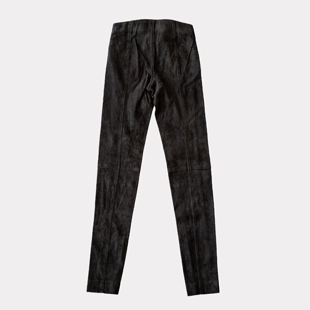 NWT Polo Ralph Lauren Lambskin Suede Zip Legging Pants Dark Gray Womens $998 - S - Picture 7 of 14
